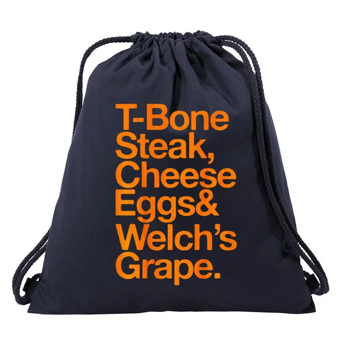 Tbone Steak Cheese Eggs And Welchs Grape Drawstring Bag