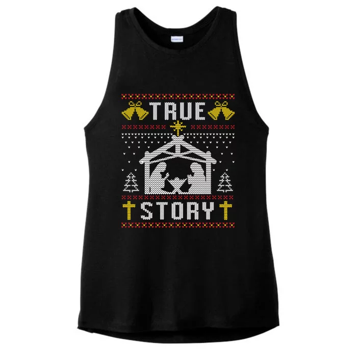 True Story Christmas Nativity Jesus Christian Christmas Ugly Gift Ladies Tri-Blend Wicking Tank