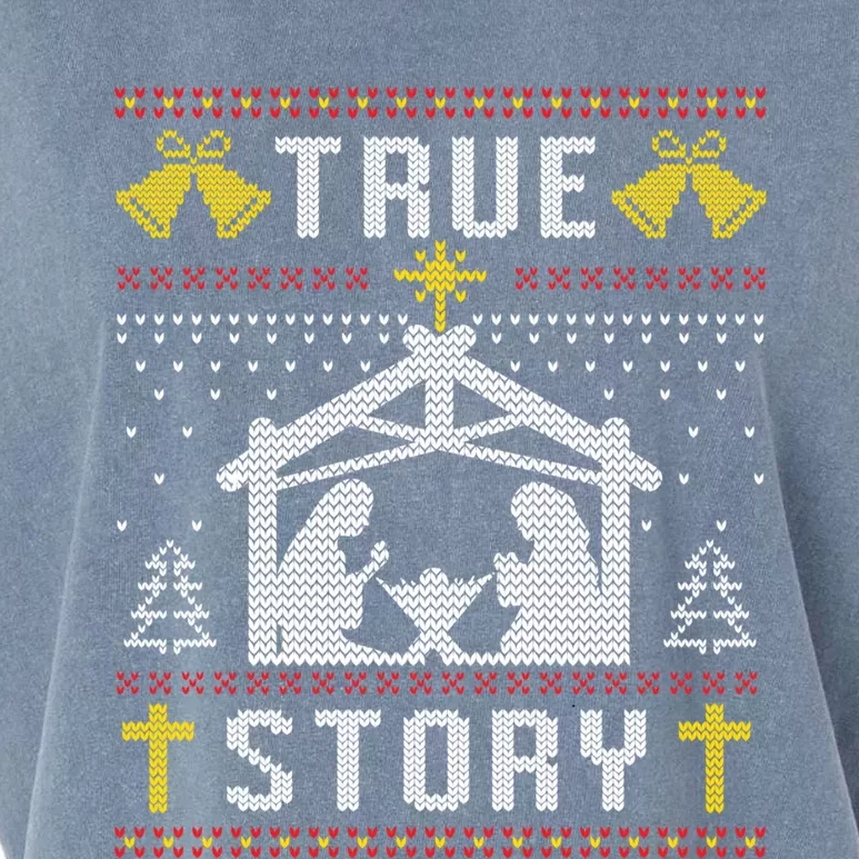 True Story Christmas Nativity Jesus Christian Christmas Ugly Gift Garment-Dyed Women's Muscle Tee