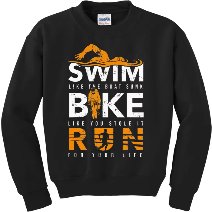 Triathlon Swimming Cycling Running Kids Sweatshirt