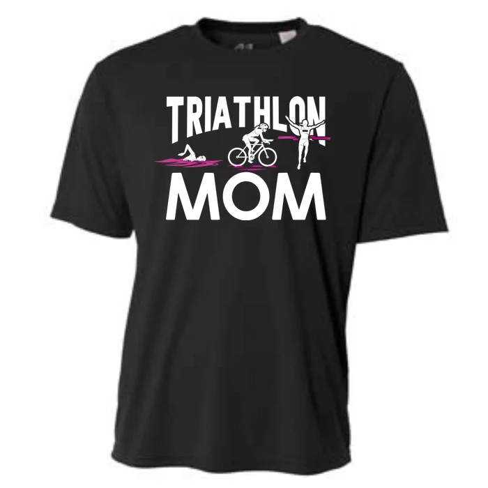 Triathlete Swimming Cycling Running Funny Gift Triathlon Mom Funny Gift Cooling Performance Crew T-Shirt