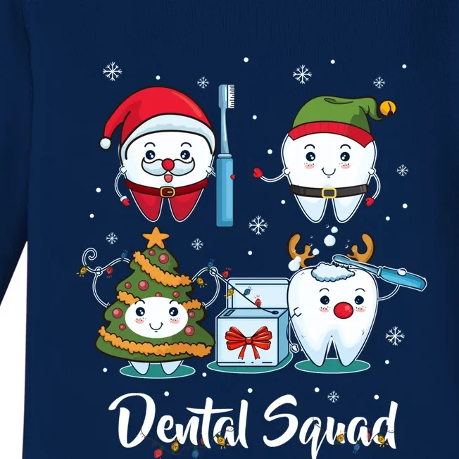 Teeth Snow Dental Hygienist Dental Squad Christmas Cool Gift Baby Long Sleeve Bodysuit