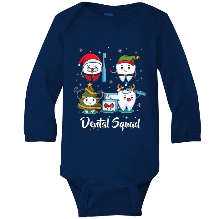 Teeth Snow Dental Hygienist Dental Squad Christmas Cool Gift Baby Long Sleeve Bodysuit