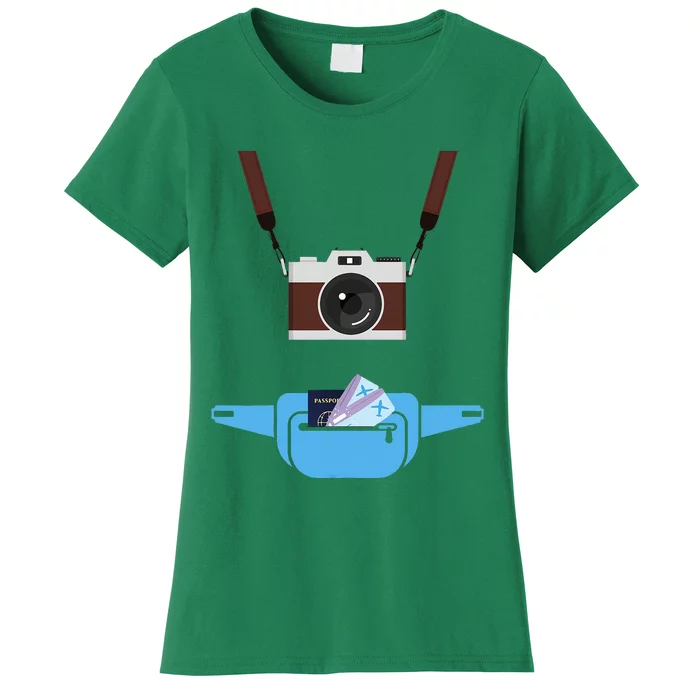 Tourist Spirit Day Camera Passport Fanny Pack Women's T-Shirt