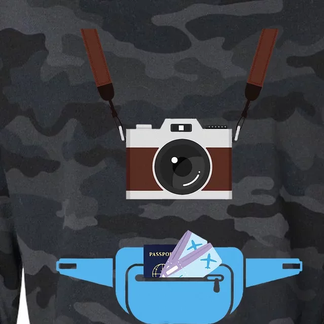 Tourist Spirit Day Camera Passport Fannypack Cropped Pullover Crew