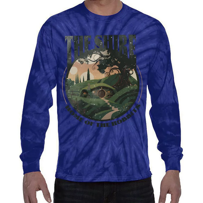 The Shire Distressed Fantasy Merch Tolkien Aragorn Frodo Baggin Tie-Dye Long Sleeve Shirt