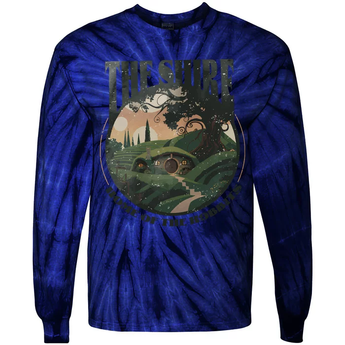 The Shire Distressed Fantasy Merch Tolkien Aragorn Frodo Baggin Tie-Dye Long Sleeve Shirt