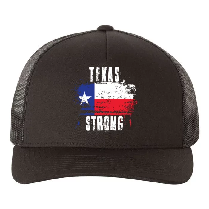 Texas Strong Distressed Flag Texan Pride Yupoong Adult 5-Panel Trucker Hat