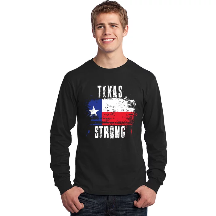 Texas Strong Distressed Flag Texan Pride Long Sleeve Shirt