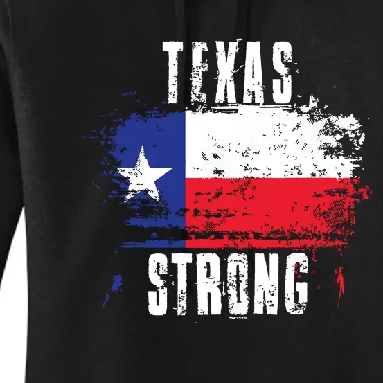 Texas Strong Distressed Flag Texan Pride Women's Pullover Hoodie