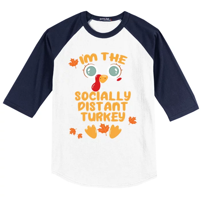 The Socially Distant Turkey Matching Thanksgiving Family Meaningful Gift Baseball Sleeve Shirt