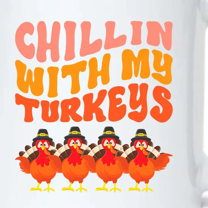 Turkey Squad Dinner Chillin With My Turkeys Fun Thanksgiving Black Color Changing Mug