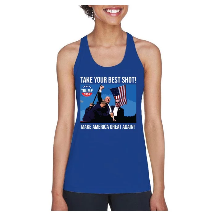 Trump Shot Donald Trump Make America Great Again Trump Mug Shot Women's Racerback Tank