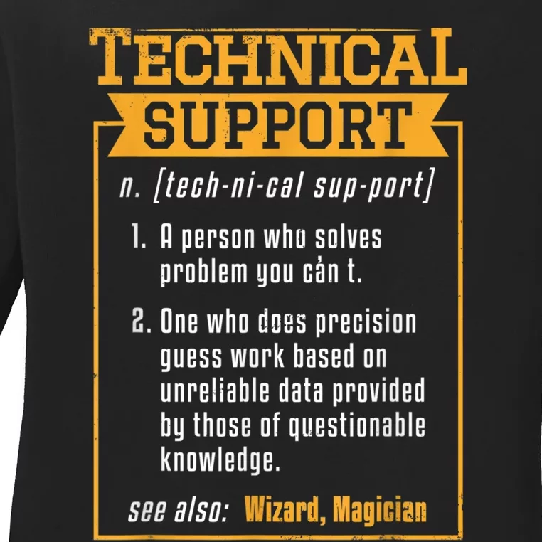 Tech Support Definition Funny Computer Geek Ladies Long Sleeve Shirt