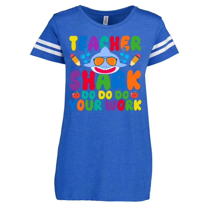 Teacher Shark Do Your Work Funny Back To School Enza Ladies Jersey Football T-Shirt