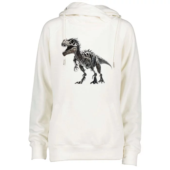 TRex Skeleton Dino Bones Paleontologist Fossil Dinosaur Great Gift Womens Funnel Neck Pullover Hood