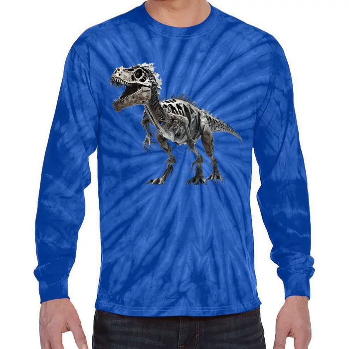 TRex Skeleton Dino Bones Paleontologist Fossil Dinosaur Great Gift Tie-Dye Long Sleeve Shirt