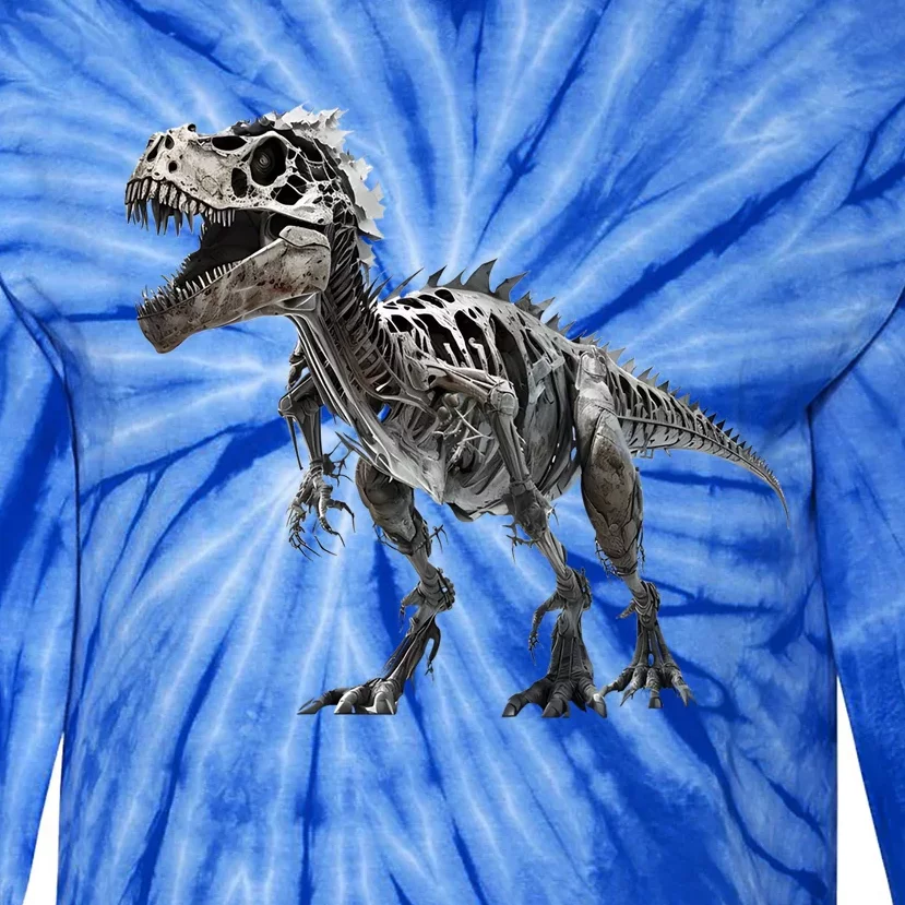 TRex Skeleton Dino Bones Paleontologist Fossil Dinosaur Great Gift Tie-Dye Long Sleeve Shirt