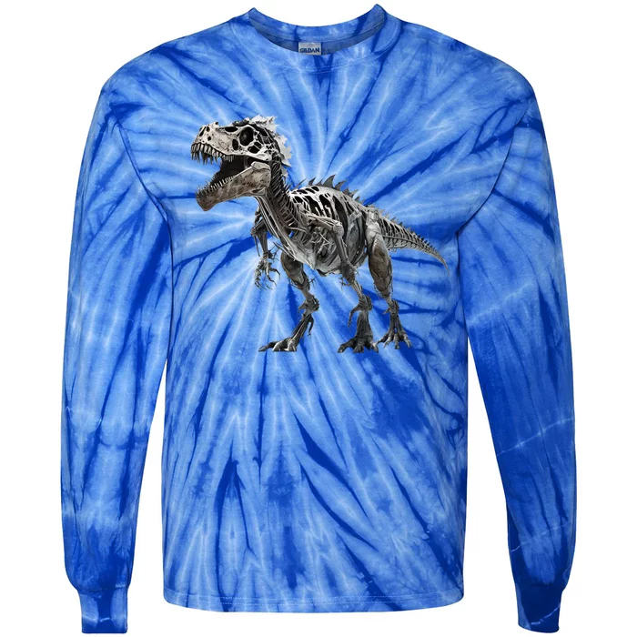 TRex Skeleton Dino Bones Paleontologist Fossil Dinosaur Great Gift Tie-Dye Long Sleeve Shirt