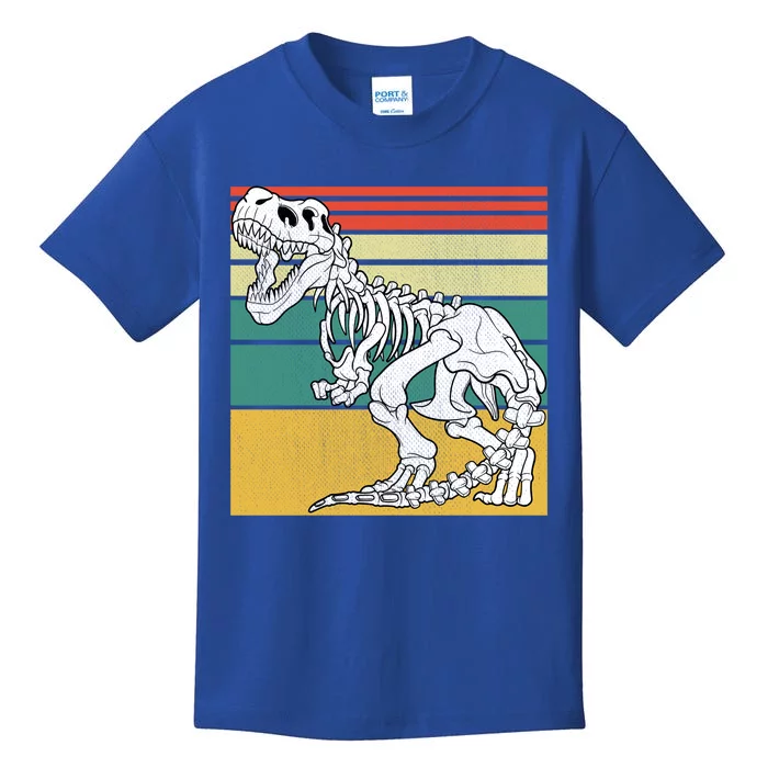 TRex Skeleton Dinosaur Retro Sunset Funny TRex Great Gift Kids T-Shirt