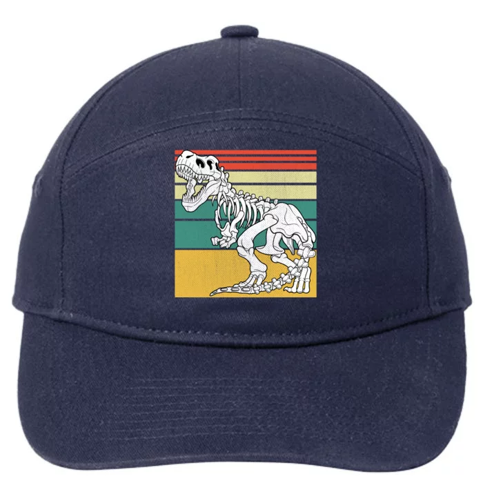 TRex Skeleton Dinosaur Retro Sunset Funny TRex Great Gift 7-Panel Snapback Hat