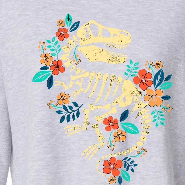 Trex Skeleton Dino Bones Paleontologist Fossil Dinosaur Cropped Pullover Crew