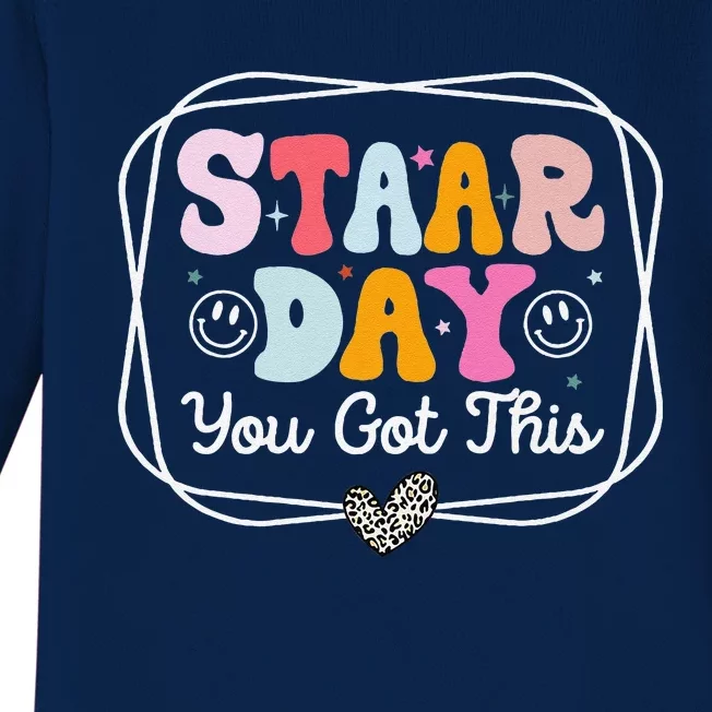 Test Staar Day You Got This Teacher Retro Groovy Testing Day Baby Long Sleeve Bodysuit