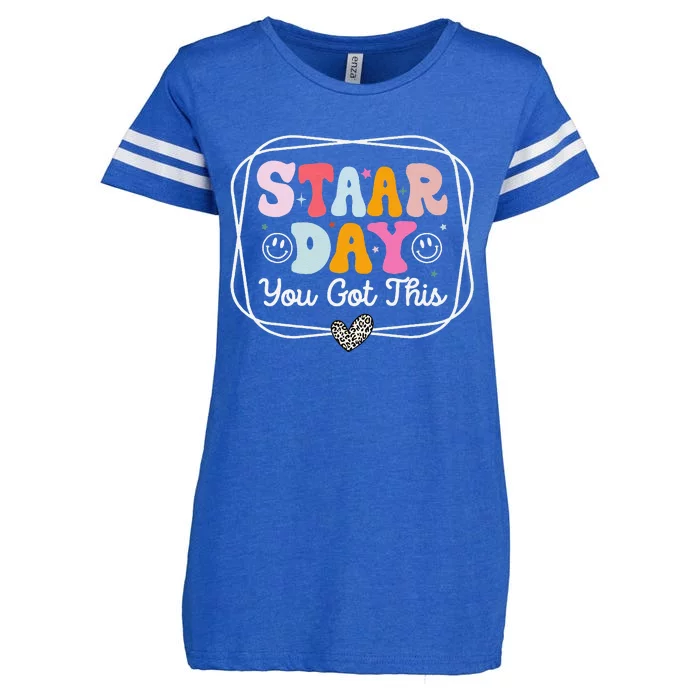 Test Staar Day You Got This Teacher Retro Groovy Testing Day Enza Ladies Jersey Football T-Shirt