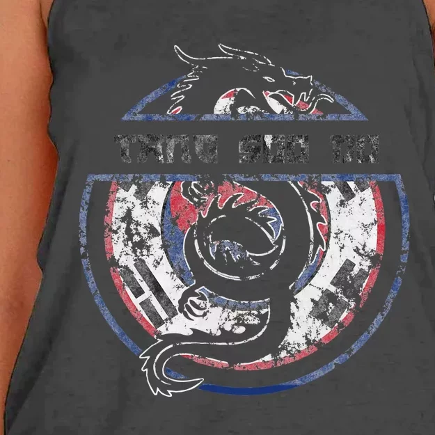 Tang Soo Do Student Martial Arts Dragon Korean Flag Women's Knotted Racerback Tank