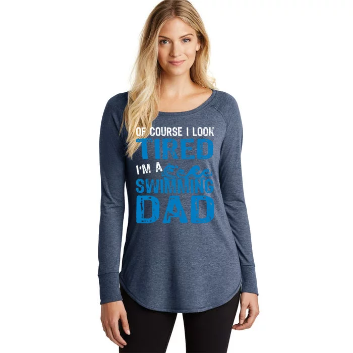 Tired Swimming Dad Funny Father Of Swimmer Gift Women's Perfect Tri Tunic Long Sleeve Shirt