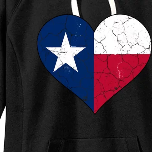 Texas Strong Distressed Heart Women's Fleece Hoodie