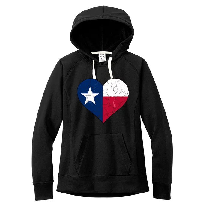 Texas Strong Distressed Heart Women's Fleece Hoodie