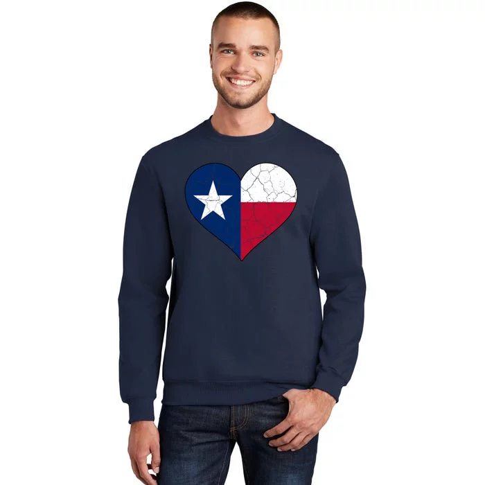 Texas Strong Distressed Heart Tall Sweatshirt