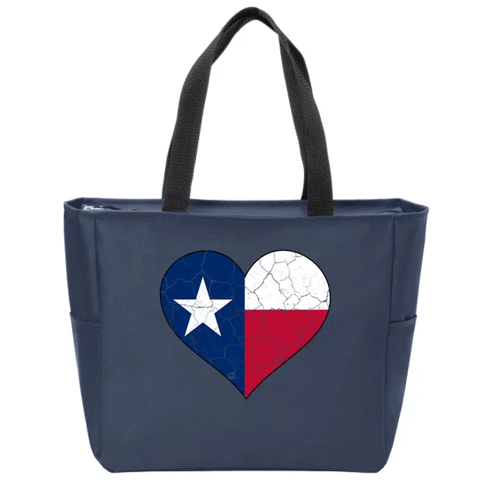 Texas Strong Distressed Heart Zip Tote Bag