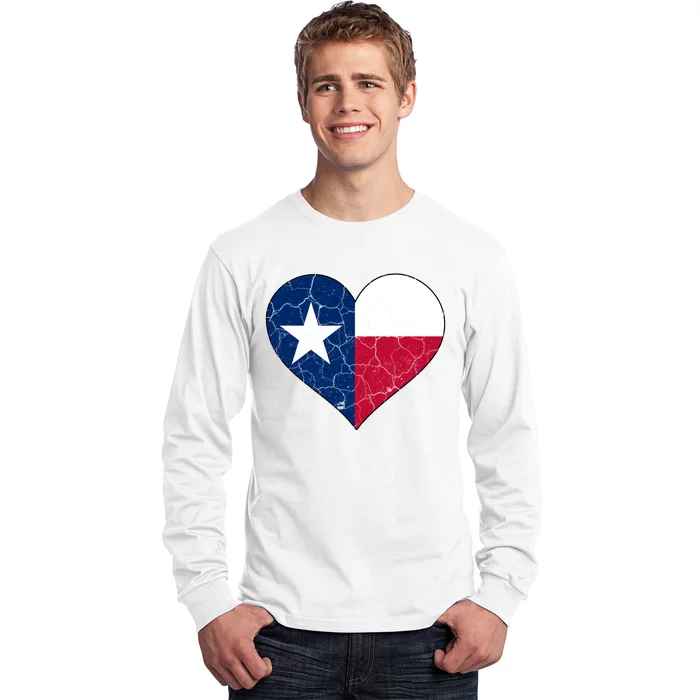 Texas Strong Distressed Heart Long Sleeve Shirt