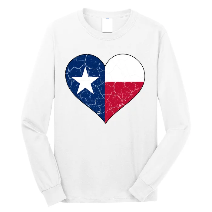 Texas Strong Distressed Heart Long Sleeve Shirt