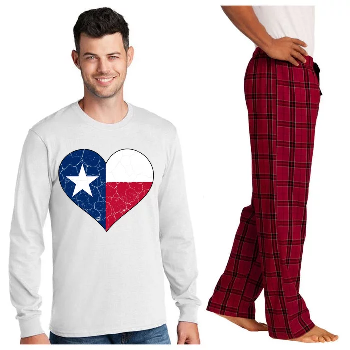 Texas Strong Distressed Heart Long Sleeve Pajama Set