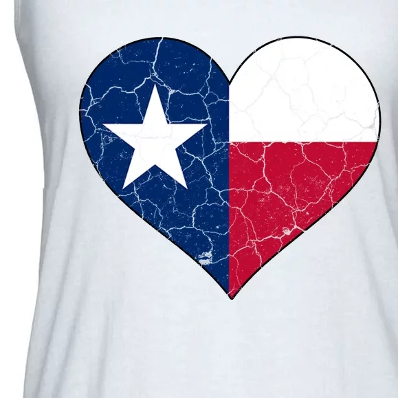 Texas Strong Distressed Heart Ladies Essential Flowy Tank