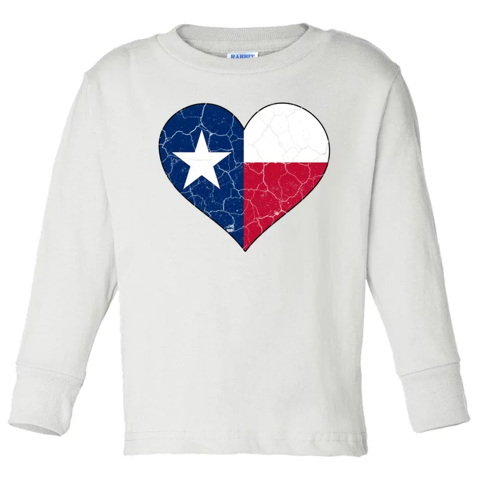 Texas Strong Distressed Heart Toddler Long Sleeve Shirt