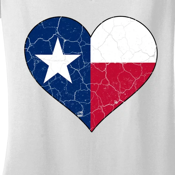 Texas Strong Distressed Heart Women's V-Neck T-Shirt