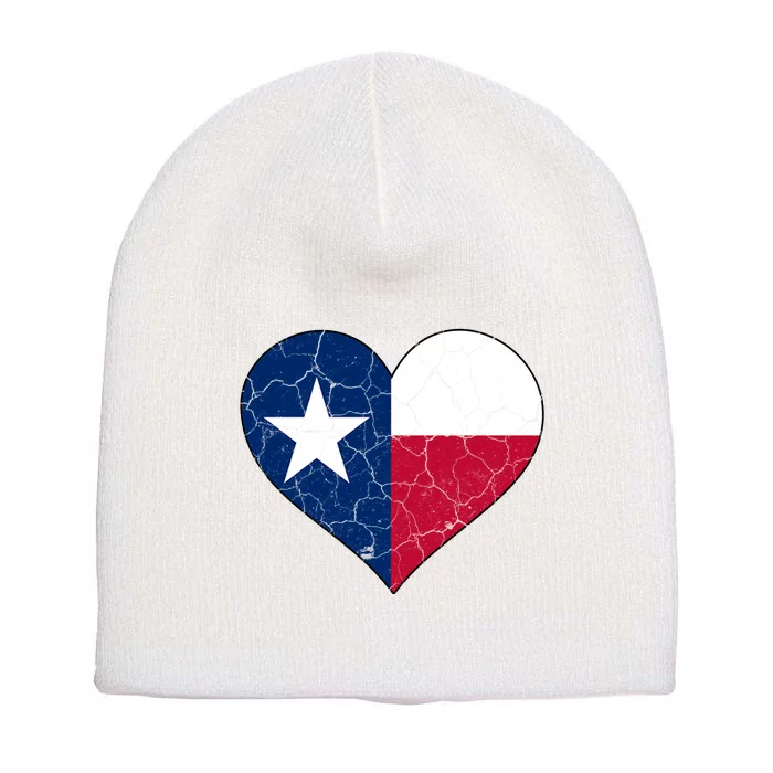 Texas Strong Distressed Heart Short Acrylic Beanie