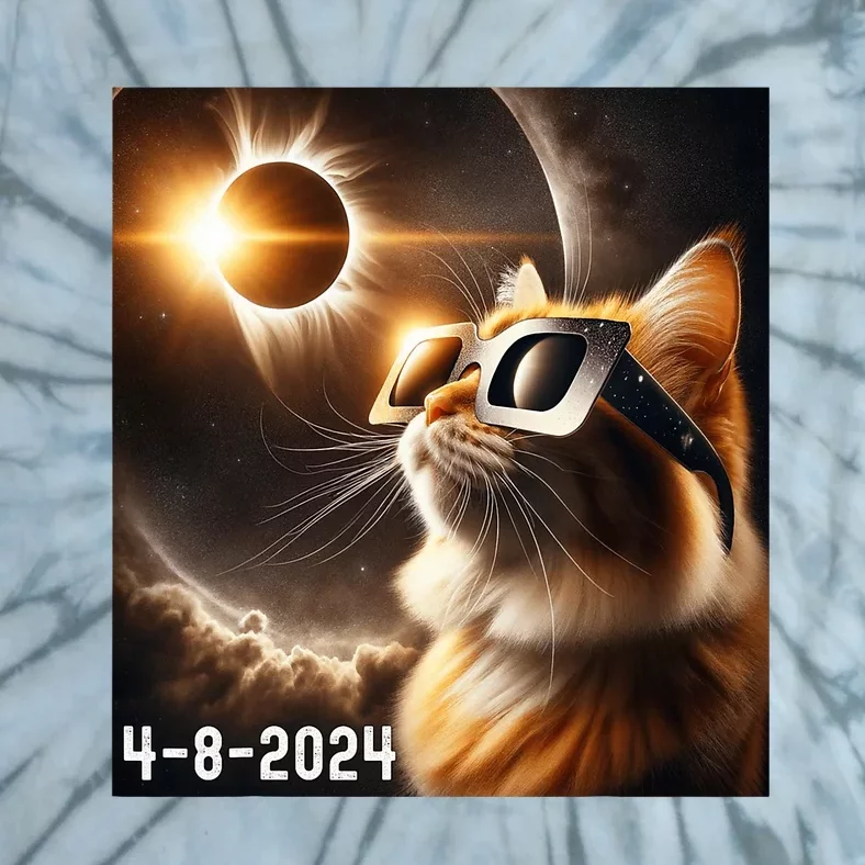 Total Solar Eclipse 2024 Cat Wearing Solar Eclipse Glasses Tie-Dye T-Shirt