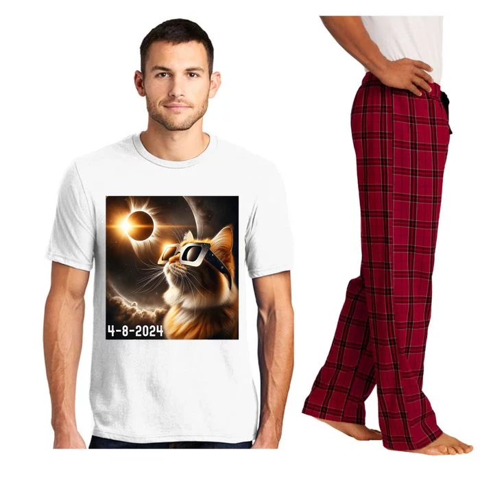 Total Solar Eclipse 2024 Cat Wearing Solar Eclipse Glasses Pajama Set