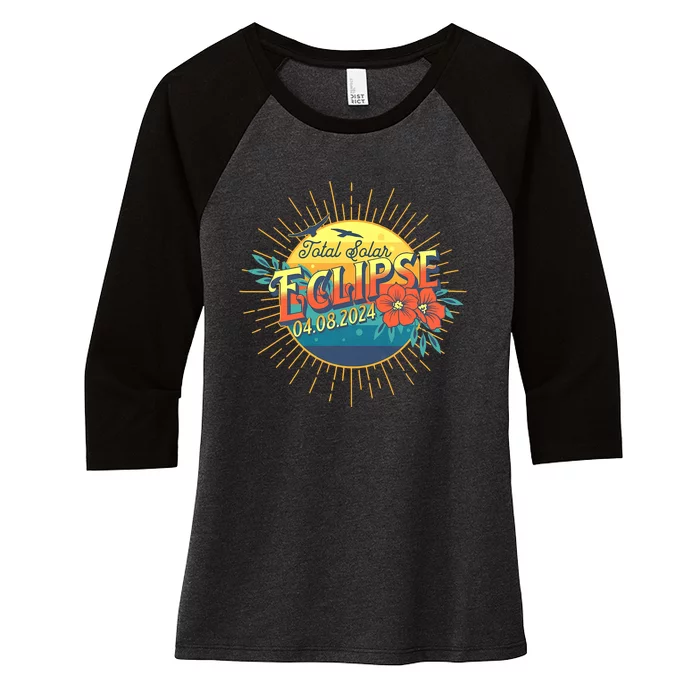 Total Solar Eclipse April 8 2024 Totality Astronomy Women's Tri-Blend 3/4-Sleeve Raglan Shirt