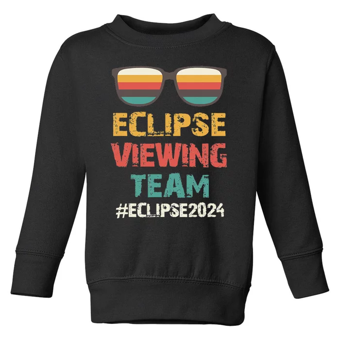 Total Solar Eclipse Viewing Team 2024 Vintage Sunglasses Toddler Sweatshirt