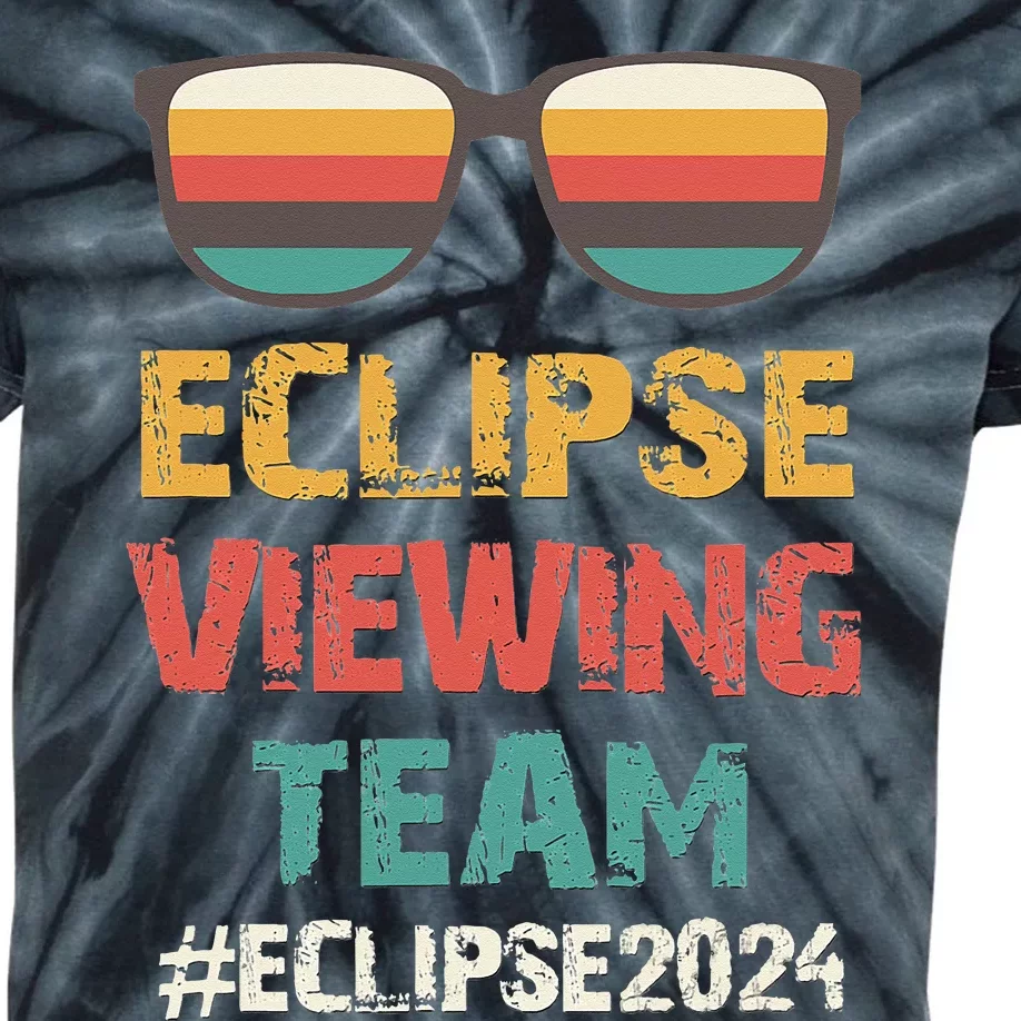 Total Solar Eclipse Viewing Team 2024 Vintage Sunglasses Kids Tie-Dye T-Shirt