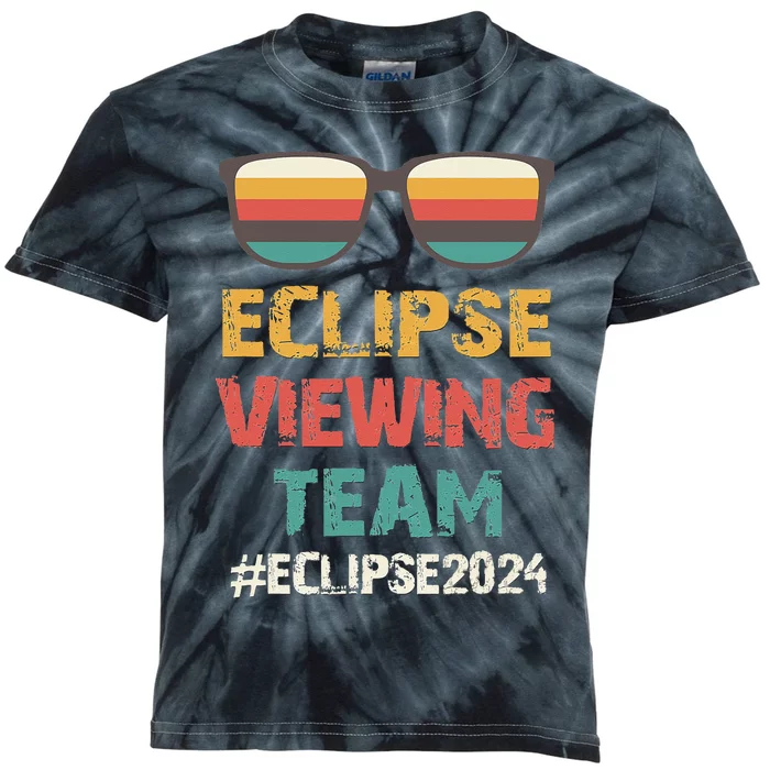 Total Solar Eclipse Viewing Team 2024 Vintage Sunglasses Kids Tie-Dye T-Shirt