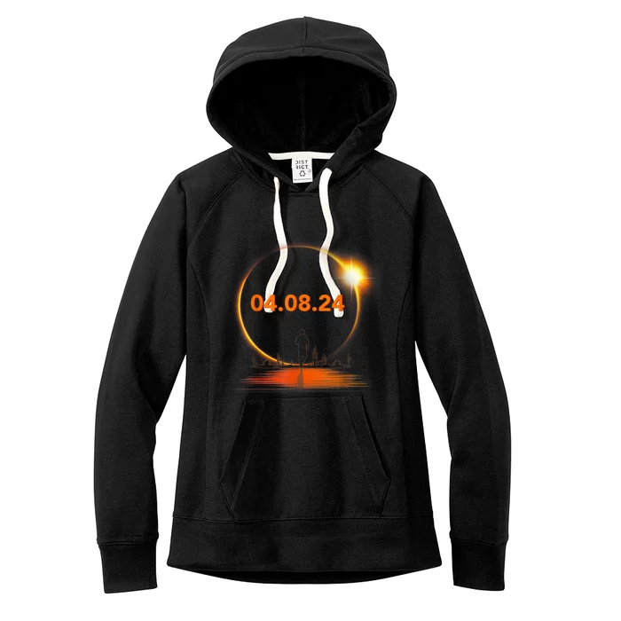 Total Solar Eclipse 2024 USA April 8 2024 Women's Fleece Hoodie