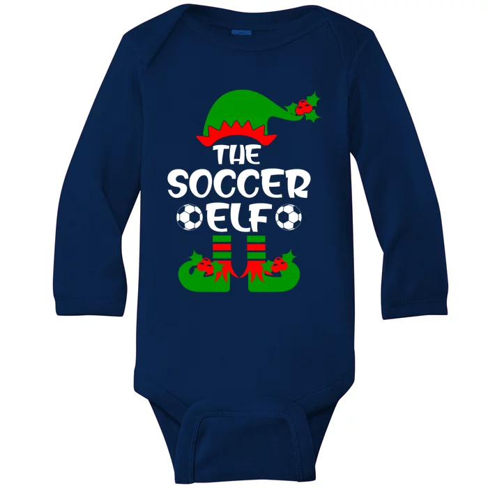 The Soccer Elf Christmas Squad Xmas Soccer Team Player Great Gift Baby Long Sleeve Bodysuit