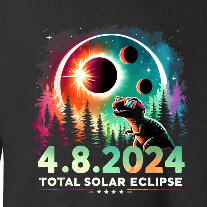 Total Solar Eclipse Funny Dinosaur Wearing Glasses Toddler Sweatshirt